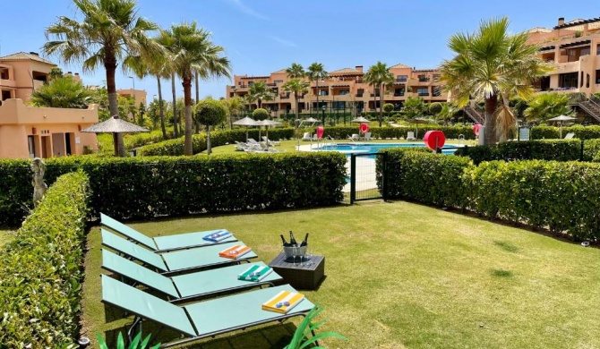 Estepona Casares Beach Golf Apartment with private garden and pool access